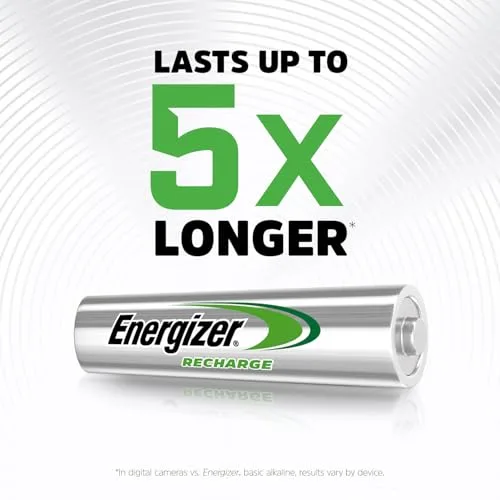 Energizer ▫️ Recharge Extreme - Pilha recarregável AAA (pacote de 4) - 800 mAh NiMH - pré-carregada - para dispositivos de utilização frequente e centenas de recargas - Embalagem 100% reciclável e sem plástico 2