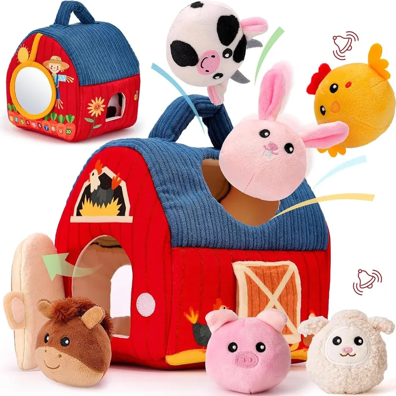 hahaland ▫️ Brinquedos para crianças 1 ano - Animais da quinta Montessori Brinquedos para bebé Montessori 6-12 meses, Brinquedos macios Brinquedos macios interactivos Brinquedos sensoriais Brinquedo para bebé Prenda 3 6 12 meses