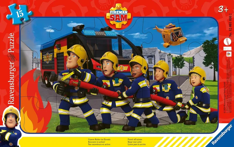 Puzzle para crianças Ravensburger 12001030, "Our Rescuers in Action", puzzle de 15 peças com moldura de Sam, o bombeiro, para crianças a partir dos 3 anos
