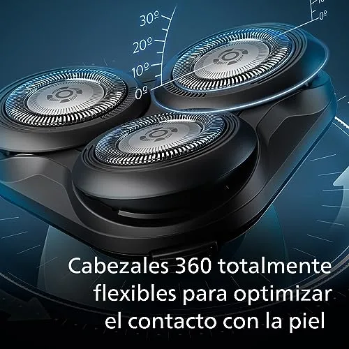 PHILIPS ▫️ Série 5000 Máquina de barbear elétrica para homem, máquina de barbear com aparador, 27 lâminas, cabeça flexível a 360º, 50 min de autonomia, para uso a seco e molhado, recarregável, estojo, S5465/18, azul metalizado 3
