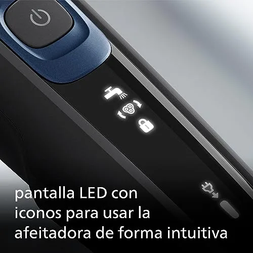 PHILIPS ▫️ Série 5000 Máquina de barbear elétrica para homem, máquina de barbear com aparador, 27 lâminas, cabeça flexível a 360º, 50 min de autonomia, para uso a seco e molhado, recarregável, estojo, S5465/18, azul metalizado 4