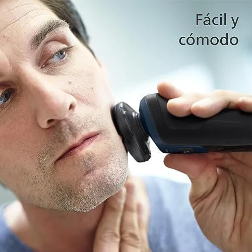 PHILIPS ▫️ Série 5000 Máquina de barbear elétrica para homem, máquina de barbear com aparador, 27 lâminas, cabeça flexível a 360º, 50 min de autonomia, para uso a seco e molhado, recarregável, estojo, S5465/18, azul metalizado 5