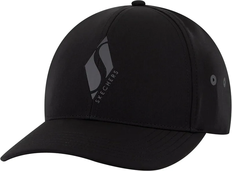 Skechers ▫️ Boné Diamond S Stretch Fit para Homem, Preto Intenso, Tamanho Único