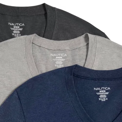 Nautica ▫️ Conjunto de 3 T-shirts com decote em V e efeito mesclado - T-shirt para homem (Conjunto de 3) 5