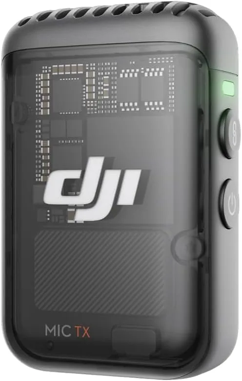 Transmissor DJI Mic 2 (Shadow Black), Microfone sem fios com cancelamento inteligente de ruído, 14 horas de gravação interna, 6 horas de autonomia da bateria, fixação magnética, Bluetooth, Vlogs