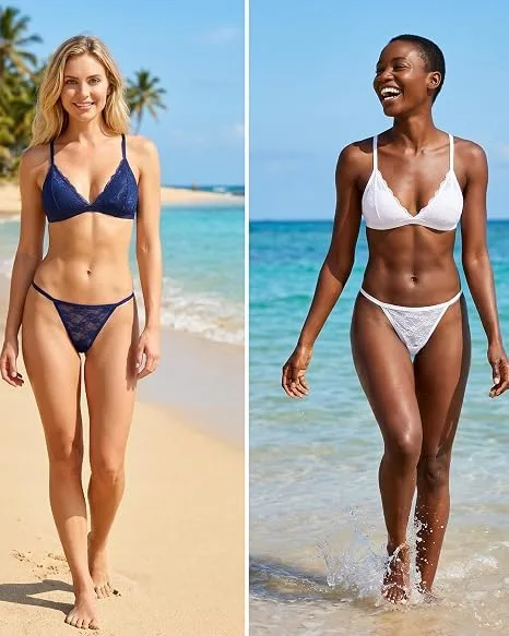 ALL OF ME ▫️ Conjunto de 6 tangas sensuais para mulher, roupa interior de renda, roupa interior suave, lingerie hipster, tangas sensuais para mulher, embalagem múltipla 7
