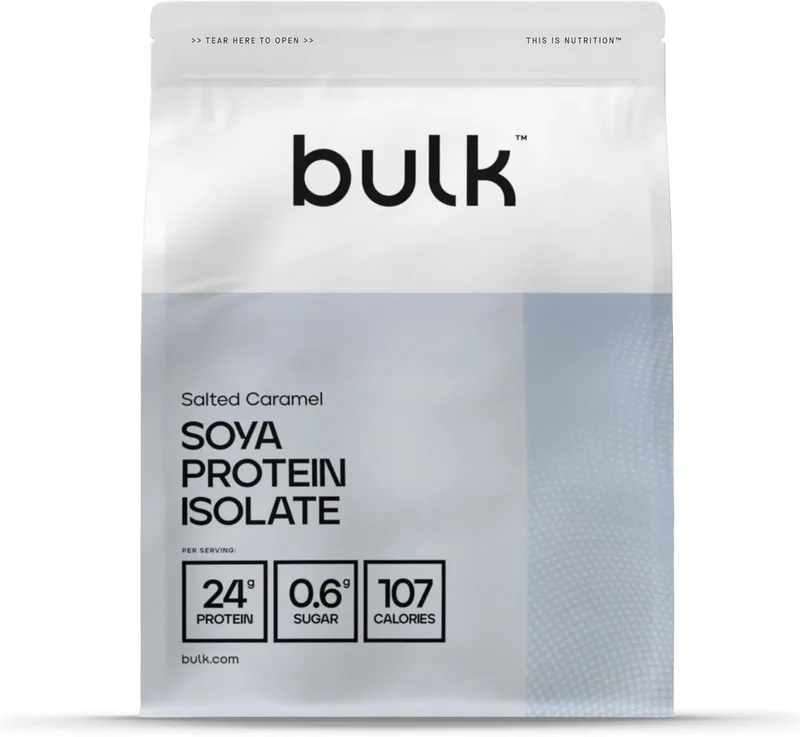 Bulk ▫️ Proteína de Soja Isolada a granel, Batido de proteínas veganas, Caramelo, 2,5 kg, 83 doses