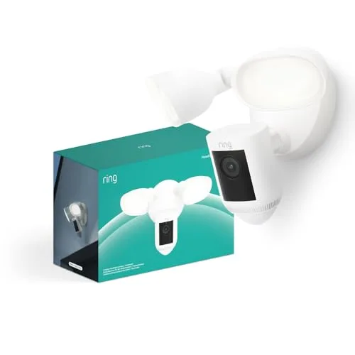 Ring ▫️ Câmara Pro com holofotes com fio (Floodlight Cam Wired Pro) | Câmara exterior com vídeo 2K, Vision, deteção de movimento 3D (alternativa ao CCTV) | 30 dias de teste gratuito Home 3