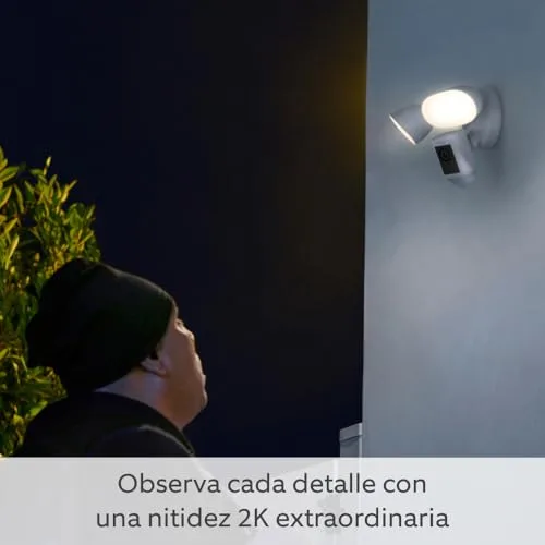 Ring ▫️ Câmara Pro com holofotes com fio (Floodlight Cam Wired Pro) | Câmara exterior com vídeo 2K, Vision, deteção de movimento 3D (alternativa ao CCTV) | 30 dias de teste gratuito Home 4
