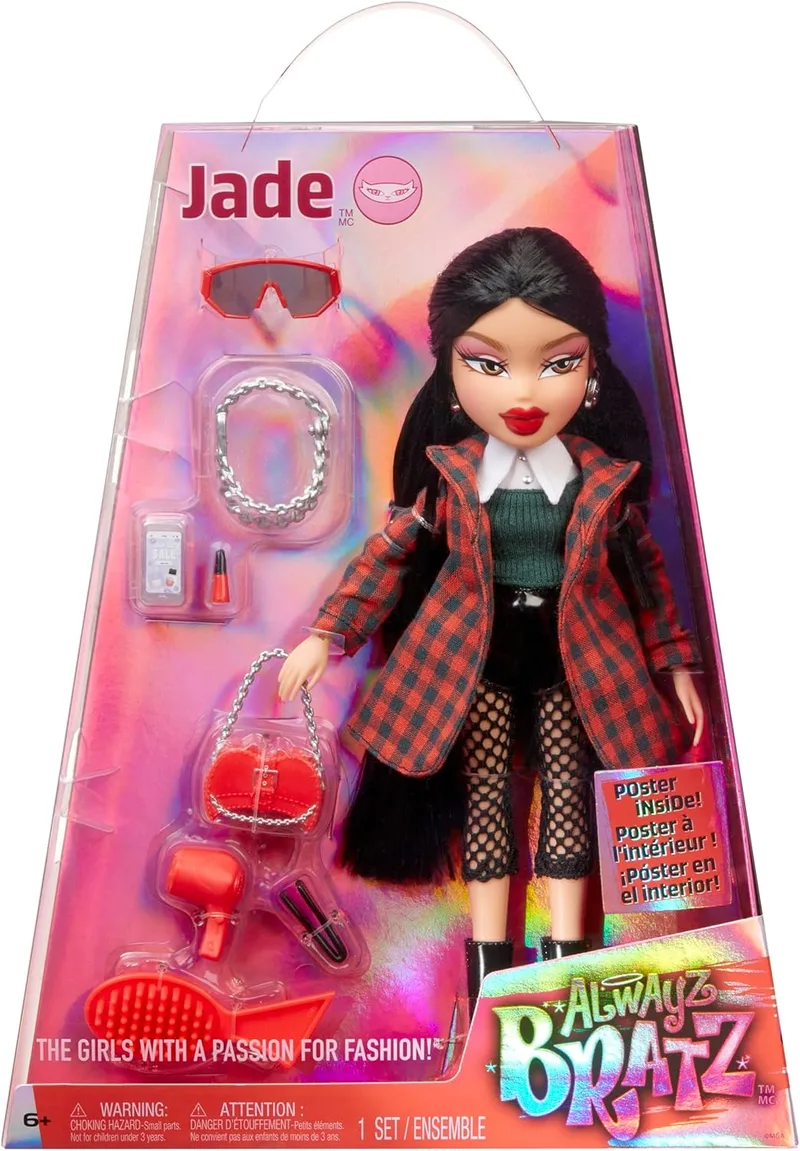 Bratz ▫️ Alwayz Fashion Doll - Jade - Com 10 acessórios e poster - Brinquedo para bebé - A partir dos 6 anos