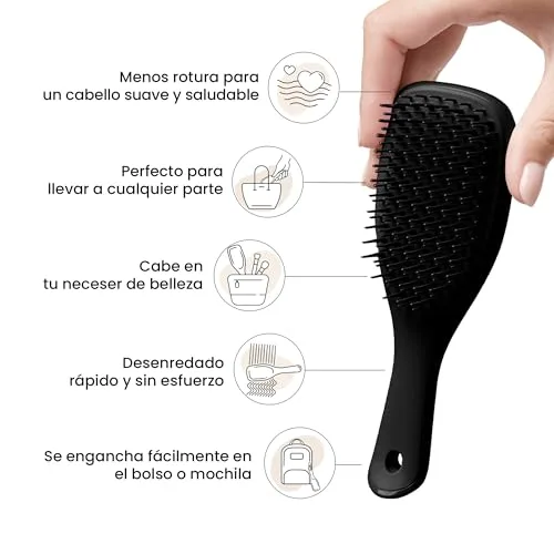 Tangle Teezer ▫️ Mini Ultimate Detangler - Escova Mini para Desembaraçar Cabelo Seco e Molhado - Adequada para Todos os Tipos de Cabelo - Perfeita para Crianças e Viagens - Preta 4
