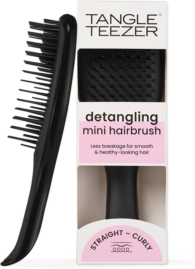 Tangle Teezer ▫️ Mini Ultimate Detangler - Escova Mini para Desembaraçar Cabelo Seco e Molhado - Adequada para Todos os Tipos de Cabelo - Perfeita para Crianças e Viagens - Preta