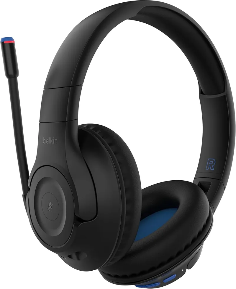 Auscultadores sem fios Bluetooth Belkin SoundForm Inspire com microfone para crianças, auscultadores intra-auriculares para rapazes e raparigas, aprendizagem online e viagens, compatíveis com iPhone, iPad, Galaxy e outros