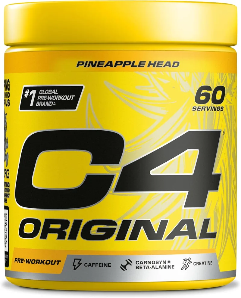 Cellucor ▫️ C4 Original - Suplemento Pré-Treino em Pó - Ananás: Bebida energética pré-treino: 150 mg de cafeína + beta alanina + creatina monohidratada: 60 doses