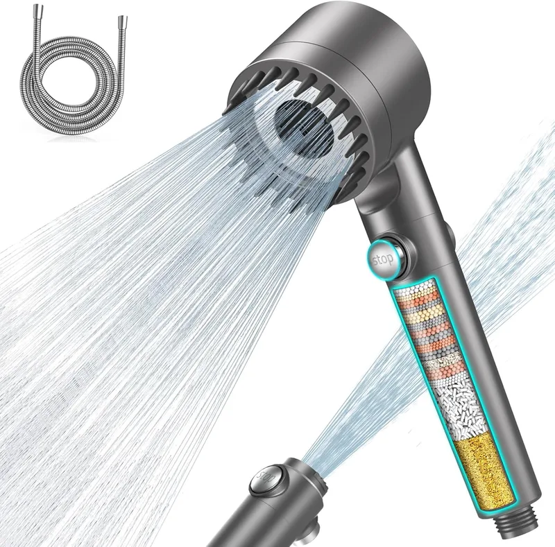 MEKO ▫️ Chuveiro com Filtro de 15 Etapas, Chuveiro Anticalcário com Mangueira de 1,5 m, Filtro de Duche com 3 + 1 Modos de Jato, Cabeça de Duche de Alta Pressão