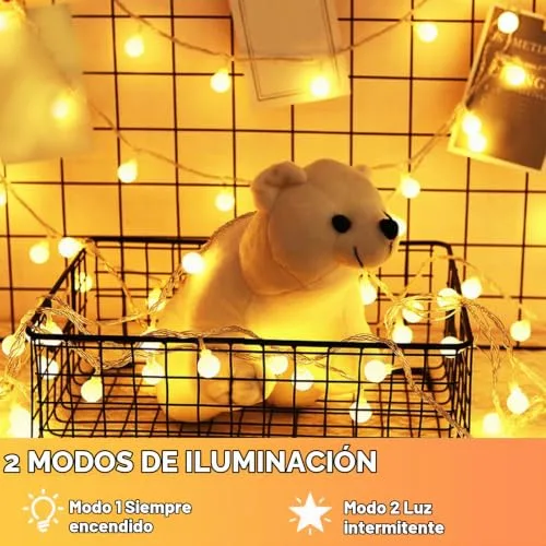 AGOTD ▫️ Guirlanda de luzes, cadeia de luzes de 6 m com 40 LED, 2 modos, bateria carregada, luz branca quente, guirlandas luminosas decorativas para exteriores, interiores, jardins, casas, casamentos, Natal (2 modos) 5