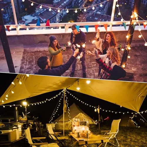 AGOTD ▫️ Guirlanda de luzes, cadeia de luzes de 6 m com 40 LED, 2 modos, bateria carregada, luz branca quente, guirlandas luminosas decorativas para exteriores, interiores, jardins, casas, casamentos, Natal (2 modos) 6
