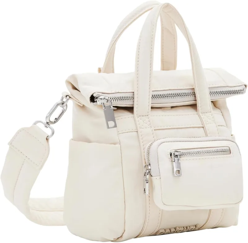 Desigual ▫️ Bols_Basic MODULAR Acessórios - Mala de nylon para mulher, cor branca, Branco