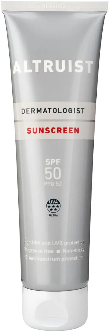 Altruist ▫️ Protector solar dermatológico SPF 50, 5 estrelas, proteção UVA PPD 39, proteção UVB, sem perfume, vegan, resistente à água, não oleoso, para peles sensíveis, 100 ml