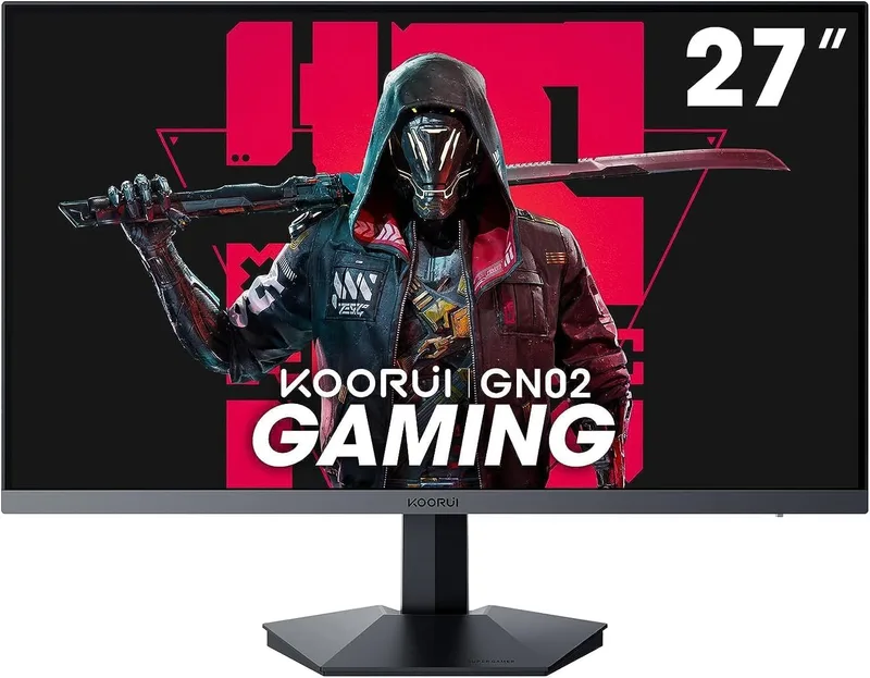 KOORUI ▫️ Monitor de 27 polegadas, monitor para jogos de 240 Hz, Ecrã de computador FHD, 1 ms, Adaptive Sync (1920 x 1080p, DCI-P3 90%, sRGB 100%, HDMI, DisplayPort, VESA 75x75)