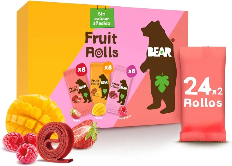 BEAR ▫️ Pacote Variado de Rolinhos de Fruta | Ingredientes 100% Naturais | Sem Açúcar Adicionado | Snacks Saudáveis | 24 saquetas de 20 g | 480 g