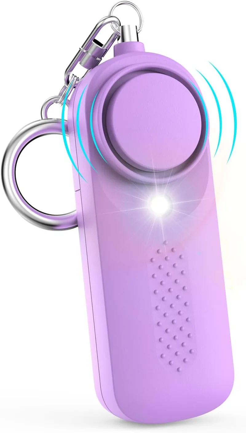Qoosea ▫️ Alarme Pessoal para Mulheres Safesound Personal Security Alarme de 130 dB com Luz LED Aprovado pela Polícia Porta-chaves com alarme para crianças, mulheres e estudantes mais velhos (Roxo)