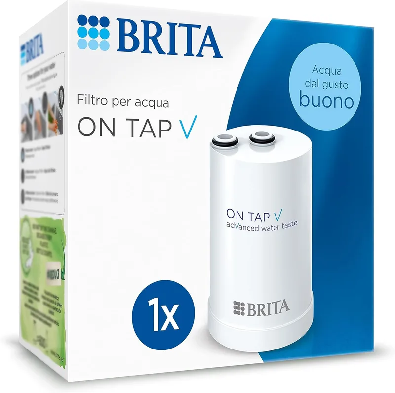 Brita ▫️ Filtro ON TAP V, 1 filtro (4 meses) - Recarga para uma água sustentável e com melhor sabor, reduz pequenas partículas, metais e substâncias que prejudicam o sabor.