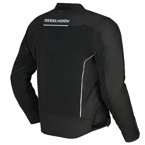REBELHORN ▫️ Casaco de Moto Wave para Homem | Têxtil | Painéis de ventilação em malha | Proteções para cotovelos e ombros de nível 2 | Bolso de proteção nas costas | Tamanhos até ao 10XL 4
