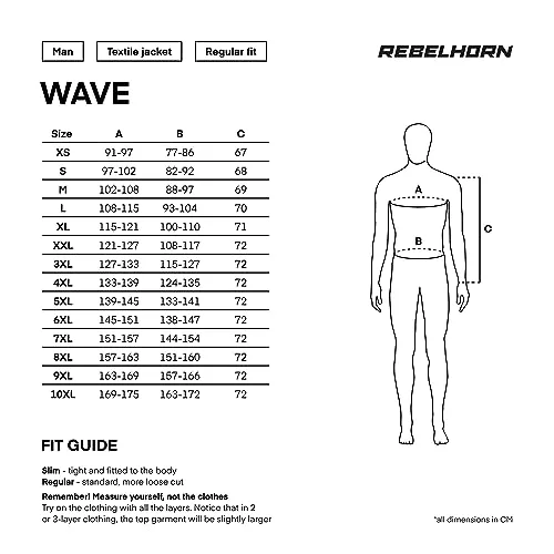 REBELHORN ▫️ Casaco de Moto Wave para Homem | Têxtil | Painéis de ventilação em malha | Proteções para cotovelos e ombros de nível 2 | Bolso de proteção nas costas | Tamanhos até ao 10XL 6