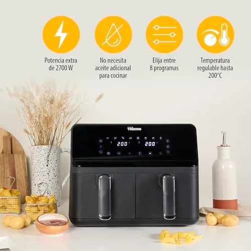 Tristar ▫️ Fritadeira Airfryer com cesto duplo - 2 x 4 L de capacidade - 2700 W - 8 programas - temperatura ajustável por cesto 6
