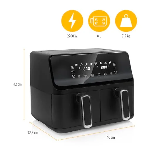Tristar ▫️ Fritadeira Airfryer com cesto duplo - 2 x 4 L de capacidade - 2700 W - 8 programas - temperatura ajustável por cesto 7