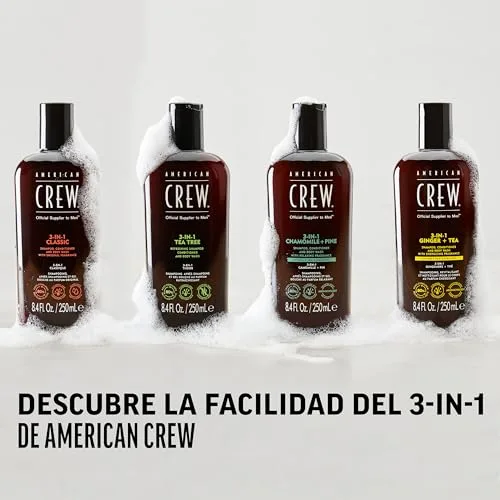 American Crew ▫️ 3 em 1 Ginger + Tea, Champô, Condicionador e Gel de Banho, Limpa e hidrata o cabelo e o corpo, mantém e repõe a barreira de hidratação, aroma revitalizante e energizante 7