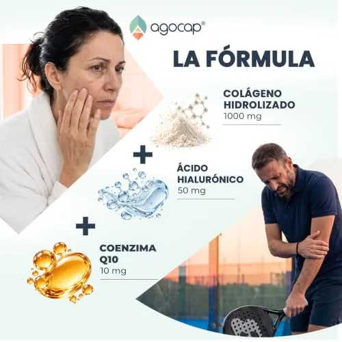 Agocap ▫️ Colagénio hidrolisado, ácido hialurónico, coenzima Q10. Dois alta 6