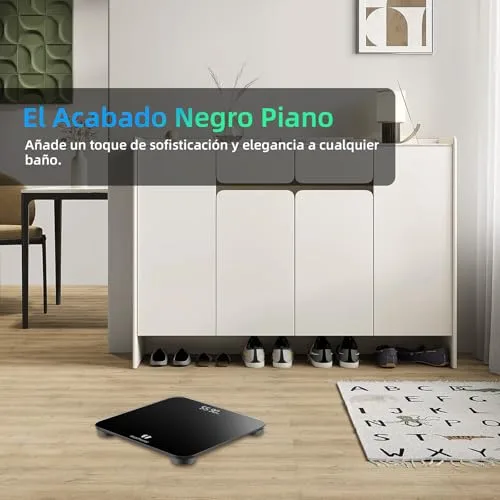 Healthkeep ▫️ Balança de casa de banho, balança digital com ecrã LED, balança de peso corporal de alta precisão, capacidade máxima de 180 kg, tecnologia Step-On, preta 6