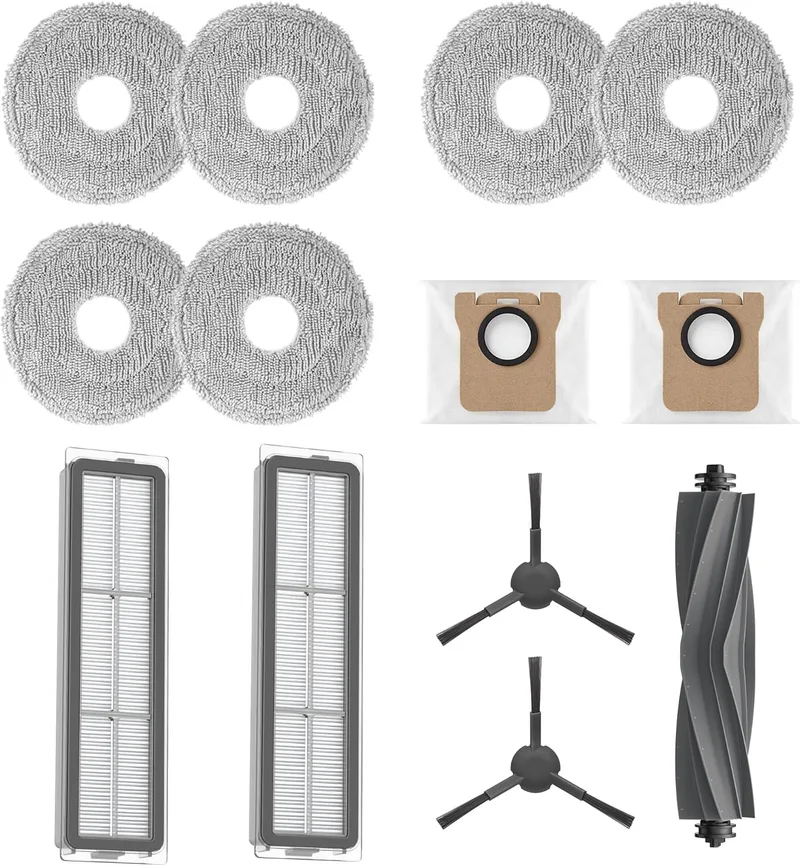 dreame ▫️ Conjunto de acessórios 1 escova principal, 2 escovas laterais, 2 filtros de pó, 2 sacos de recolha de pó, 3 pares de escovas compatíveis com o L20 Ultra