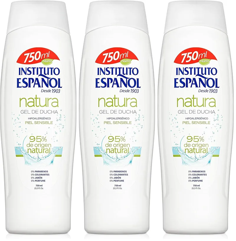 Instituto Español ▫️ Natura - Gel de banho e duche para pele sensível - 750 ml (10850) (Embalagem de 3)