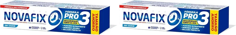 Urgo ▫️ Novafix - Pro3 Sem Sabor - Colagem Ultra Forte - Creme Adesivo para Dentaduras - 70 g (Embalagem de 2)