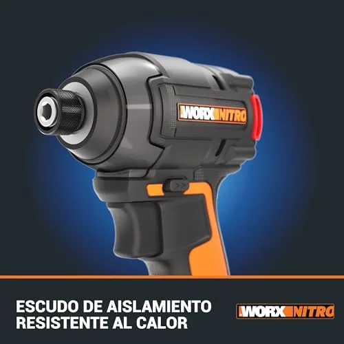 WORX ▫️ WX265 Aparafusadora de impacto Nitro 20 V sem escovas, 200 Nm, 3 velocidades, 2 modos, 2 baterias de 2 Ah, para metal, madeira e automoción 7