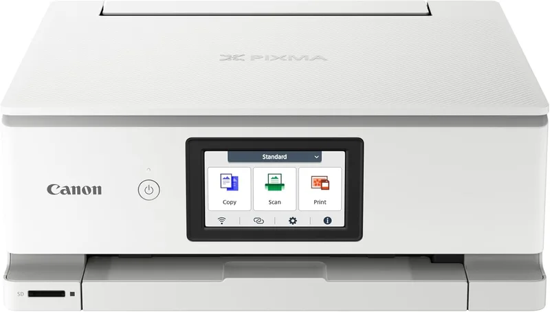 Canon ▫️ Pixma TS8751 Impressora multifunções 3 em 1, sistema de injeção de tinta, impressão, digitalização e cópia, Wi-Fi, impressão frente e verso, alimentação bidirecional, branca