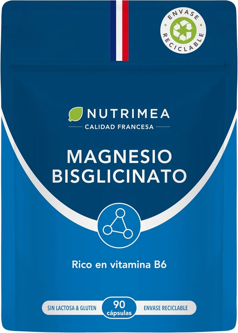 Laboratoires Nutrimea ▫️ Bisglicinato de magnésio | Com vitamina B6 | 90 cápsulas veganas | Máxima absorção e assimilação | Stress, fadiga e cãibras | Apoio muscular e nervoso | Doypack | Nutrimea