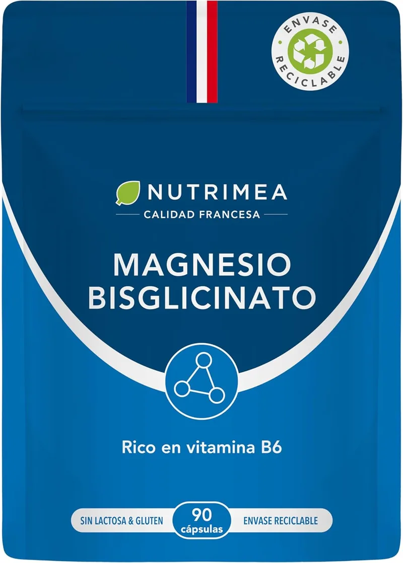 Laboratoires Nutrimea ▫️ Bisglicinato de magnésio | Com vitamina B6 | 90 cápsulas veganas | Máxima absorção e assimilação | Stress, fadiga e cãibras | Apoio muscular e nervoso | Embalagem Doypack | Nutrimea