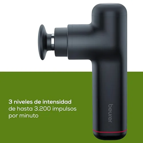 Beurer ▫️ MG 79 Massage Gun Sensitive, pistola de massagem muscular compacta com 3 acessórios, massagem suave dos pontos-gatilho para zonas sensíveis do corpo com 3 níveis de intensidade 3