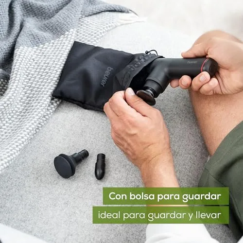 Beurer ▫️ MG 79 Massage Gun Sensitive, pistola de massagem muscular compacta com 3 acessórios, massagem suave dos pontos-gatilho para zonas sensíveis do corpo com 3 níveis de intensidade 6