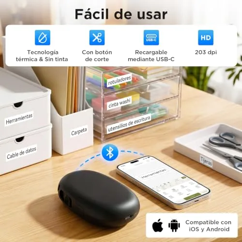 SUPVAN ▫️ E10 Impressora de etiquetas Bluetooth com 3 rolos de 6 m de etiquetas à prova de água 2
