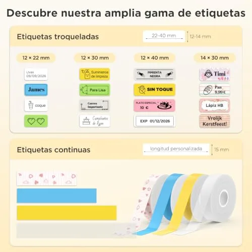 SUPVAN ▫️ E10 Impressora de etiquetas Bluetooth com 3 rolos de 6 m de etiquetas à prova de água 4