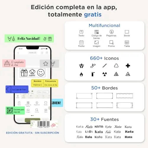 SUPVAN ▫️ E10 Impressora de etiquetas Bluetooth com 3 rolos de 6 m de etiquetas à prova de água 5