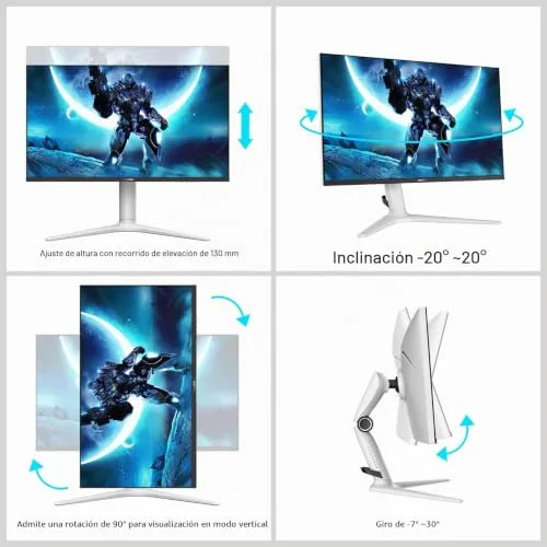 KOORUI ▫️ Monitor de 27 polegadas, monitor de 240 Hz, ecrã de computador QHD 2560 × 1440, monitor para jogos VA Mini LED, 1 ms, Adaptive Sync, 2xHDMI 2.0, DisplayPort 1.4, HDR1000, 95% DCI-P3, VESA 75 × 75 mm, Altura Ajustável 4