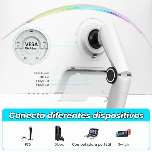 KOORUI ▫️ Monitor de 27 polegadas, monitor de 240 Hz, ecrã de computador QHD 2560 × 1440, monitor para jogos VA Mini LED, 1 ms, Adaptive Sync, 2xHDMI 2.0, DisplayPort 1.4, HDR1000, 95% DCI-P3, VESA 75 × 75 mm, Altura Ajustável 6