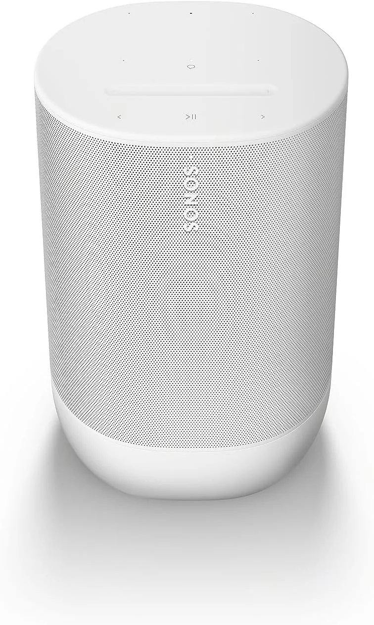 Sonos Move 2 | Coluna portátil sem fios com Wi-Fi, Bluetooth, compatível com Amazon Alexa, reprodução de 24 horas e base de carregamento sem fios - Branco