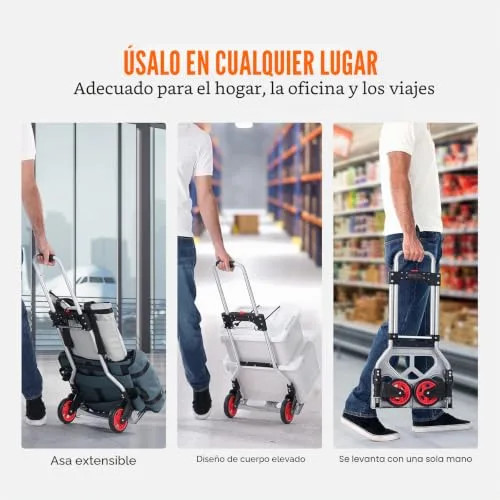 VEVOR ▫️ Carrinho de mão dobrável em alumínio, com capacidade de carga de 80 kg. Carrinho de mão de alta resistência com rodas de borracha e pega telescópica para transporte doméstico, mercadorias de armazém e supermercado 6